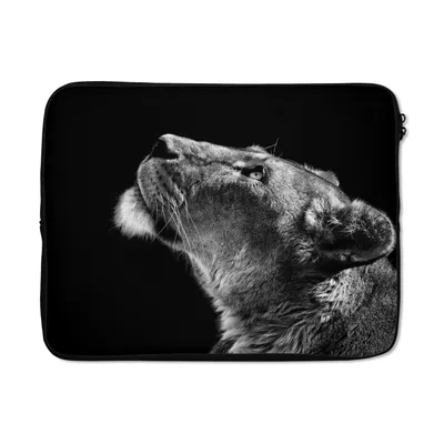 Produktbild von MuchoWow® Laptop Hülle 15 Zoll Löwe - Tiere - Schwarz und weiß Laptoptasche - Laptoptasche - Sleeve - Rundum-Schutz