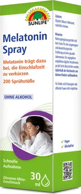 Produktbild von SUNLIFE® Melatonin Spray - 0,5 mg Schlaf Erholung Schlafprobleme Schlafprobleme Einschlafen Beruhigung 200 Sprühstöße