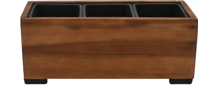 Produktbild von Pflanzkasten Blumenkasten Pflanzgefäß Akazienholz 42 x 15,5 cm mit Einsatz