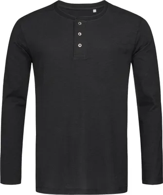 Produktbild von Stedman ST9460 | Herren Shawn Long Sleeve Henley T-shirt / Waschbar bei 40°C - Farbe: Black Opal - Größe: XXL