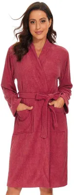 Produktbild von vislivin Leichter Bademantel Damen-Frottee-Bademantel Sauna-Hausmantel Knielanger Sauna-Bademantel Bademantel Damen weinrot M