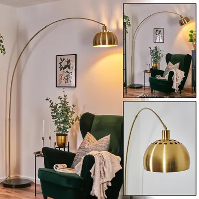 Produktbild von Gavirate Stehlampe aus Metall m. Marmorfuß in Schwarz/Gold/Messing gebürstet