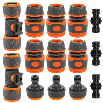 Immagine prodotto di Raccordo per tubo da giardino da 1/2 pollice - 14 connettori per tubo - Set di connettori per tubo - Raccordo per tubo - Connettore per prolunga del tubo - Attacco per tubo da giardino - Raccordo per tubi