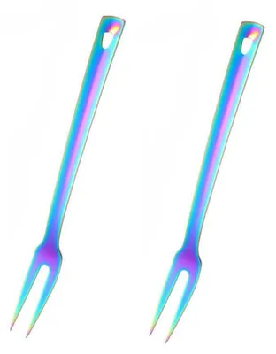 Produktbild von Fleischgabel Edelstahl Grillgabel 31 cm Regenbogen 2er Set