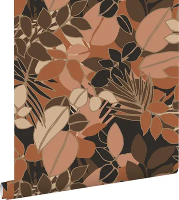 Obrázek produktu pro ESTAhome tapeta listy terakota růžová, hnědá a černá 50 x 900 cm