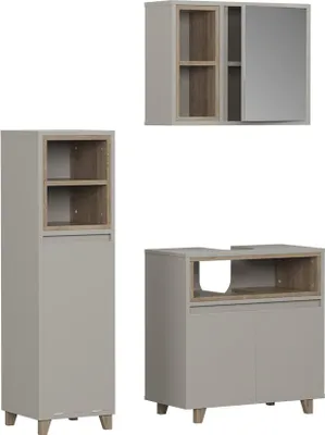 Produktbild von Badmöbel-Set Vicco Elnor Greige 3 Teile mit Midischrank, Model 57564