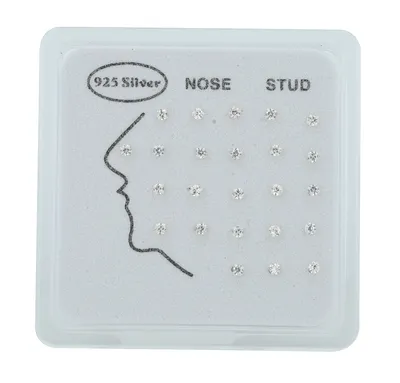 Produktbild von 925 Silber Nasen Piercings, 24 Stück, Stabstärke 0,5 mm / Stablänge 6 mm / Ø 2 oder 2,5 mm