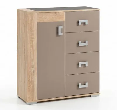 Image de Commode Bravo 80 x 40 x 95 cm avec tiroirs, chêne Sonoma / Truffe