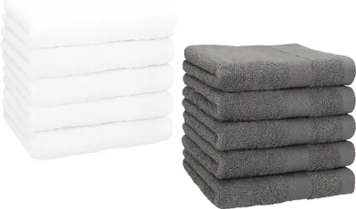 Produktbild von Betz 10 Stück Seiftücher 30x30 cm PREMIUM 100% Baumwolle  Farbe: weiß und anthrazit