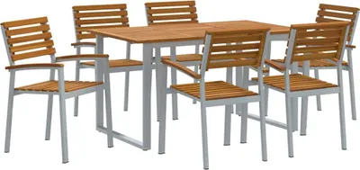 Produktbild von vidaXL Garten Essgruppe 7 stk. Grau Massivholz Akazie
