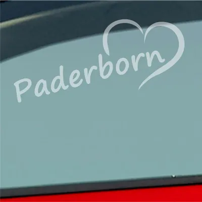 Produktbild von Auto Aufkleber Paderborn Herz Stadt City Liebe Love Heimat 16x8 cm Milchglas Sticker Heckscheibenaufkleber