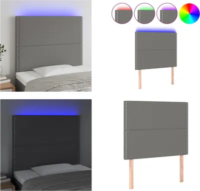 Produktbild von vidaXL LED Kopfteil Dunkelgrau 90x5x118/128 cm Stoff - LED Kopfteil - LED Kopfteile - Kopfteil - Bett-Kopfteil