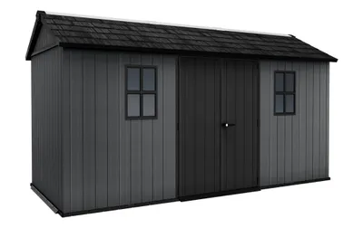 Produktbild von Keter Newton 1575 Gartenhaus - 230x476x246cm - Grau - natürlicher Holzlook