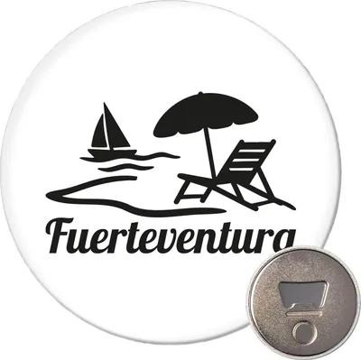 Produktbild von Huuraa Magnet Fuerteventura Inselmotiv Spanien 59mm Kühlschrankmagnet rund Flaschenöffner Geschenkidee