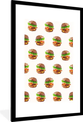 Produktbild von MuchoWow® MuchoWow® Gerahmtes Poster Hamburger - Farben - Muster 60x90 cm - Poster mit zchwarzem Bilderrahmen - Dekoration - Wandposter Wohnzimmer - Hochwertig