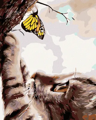 Produktbild von Diamondi - Diamond painting - KATZE UND GELBER SCHMETTERLING, 40X50 cm, mit Keilrahmen (bereits gespannt)