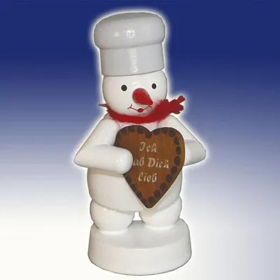 Produktbild von Schneemann Bäcker mit Lebkuchen-Herz (8cm) von Zenker Volkskunst