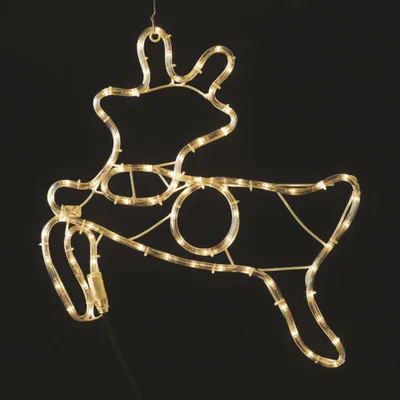 Image de ACA Décoration de Noël lumineuse « Renne » pour l'extérieur, 72 LED, guirlande de 3 m, blanc chaud, IP44, 47 x 49 cm, câble d'alimentation de 1,5 m XDEERLEDWW49