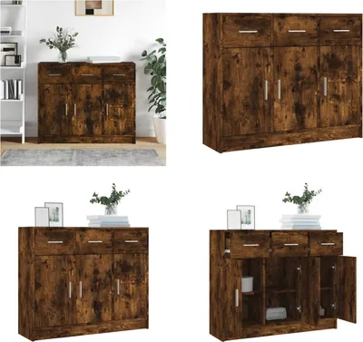 Produktbild von vidaXL Sideboard Räuchereiche 91x28x75 cm Holzwerkstoff - Sideboard - Sideboards - Kommode - Anrichte