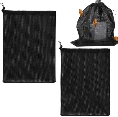 Produktbild von Filterbeutel Wasserpumpe - 2 Stück - 47 x 47 cm - Pumpenfilter Schutzbeutel - Wiederverwendbarer Filterbeutel für Teich, Pool und Aquarium - Schwarz