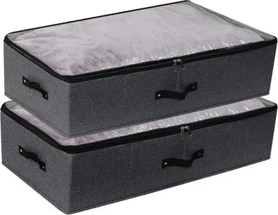 Produktbild von Famanu Aufbewahrungsbox mit Deckel schwarz - Set von 2 - praktisches Aufbewahrungssystem