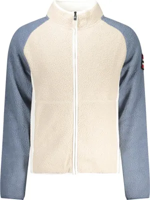 Produktbild von Herren Fleece-Sweatshirt Beige mit Reißverschluss und Kontrastdetails