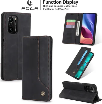 Produktbild von Xiaomi Poco F3 Hülle, LaimTop Retro Kunstledertasche Schutzhülle mit Kartenfach Standfunktion für Xiaomi Poco F3 Schwarz