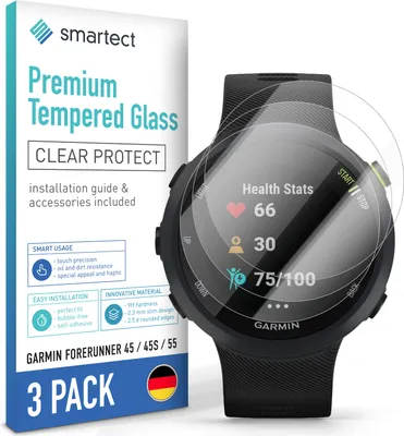 Produktbild von smartect Schutzglas Klar für Garmin Forerunner 45 / 45s / 55, 3 Stück