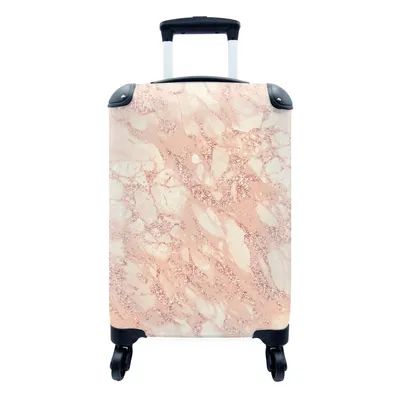 Produktbild von MuchoWow® Koffer Handgepäck Trolley Rollkoffer Kleine Reisekoffer mit 4 Rollen - Marmor - Adern - Rosa - Cabin Size < 55x40x23 cm & 55x40x20 cm - Fotokoffer - Kabinenkoffer - Boardgepäck - Reise-Box - Reisekoffer - Reisegepäck - Koffer mit Bild - Trolley für Kinder