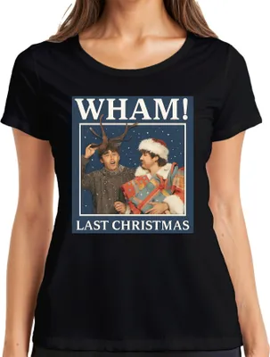 Immagine prodotto di WHAM! LAST CHRISTMAS 80s Christmas Retro Popband Gift Ladies T-Shirt, Nero, M