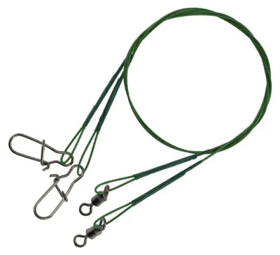 Image de Mikado 2x, bas de ligne en acier de 35 cm et 15 kg, avec agrafe #8 et système de sécurité, idéal pour la pêche du silure et du zander