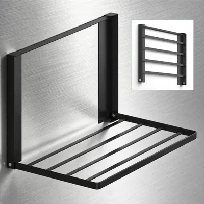 Produktbild von doporro Handtuchhalter ohne Bohren Handtuchhalter magnetisch selbstklebend und magnetisch Badetuchhalter Wand klappbar aus Metall Matt schwarz Folda-01
