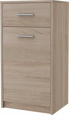 Produktbild von MATKAM Regal 1D1S B40 x H75 x T35 cm, 1 x Schublade und 1 x Fach mit Tür, ideal für Büro, Diele´, Wohnzimmer, Jugend- oder Kinderzimmer (Sonoma Eiche)