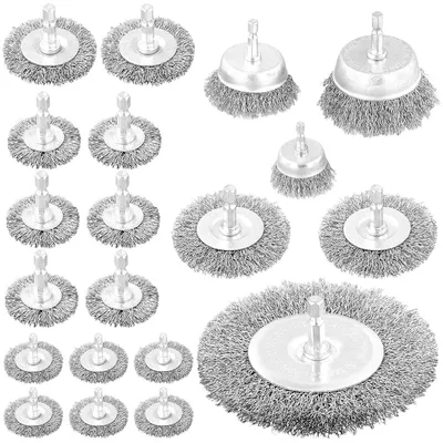 Imagen del producto de TRANKIELO® - Juego de 20 cepillos de alambre – Cepillos de acero para destornilladores inalámbricos – Ideales para lijar y eliminar óxido