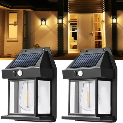 Obrázek produktu pro Solární nástěnné světlo pro venkovní použití, solární lampy pro venkovní použití s detektorem pohybu, černá led solární světla Solární zahradní světla pro venkovní stěny zahrady Balkon Deco