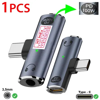 Produktbild von USB C Kopfhörer Adapter Und Laden, 2-In-1 Type C Auf 3.5Mm Klinke Adapter 100W