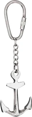 Produktbild von Vernickelter Anker Schlüsselanhänger aus Messing 11x4,5cm Nautische Dekoration