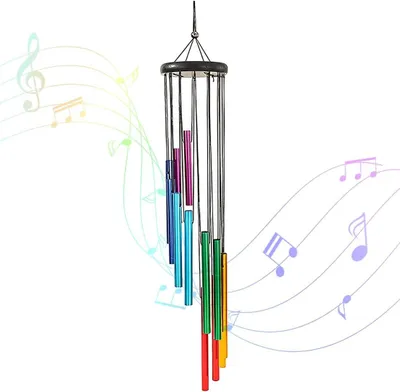 Produktbild von Garten-Windspiel, Windspiel aus 12 Aluminiumrohren, Windspiel für den Außenbereich aus Aluminium, Dekoratives Windspiel, Hängende Windspielröhren, Für Haus, Garten, Veranda