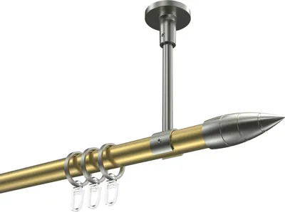 Produktbild von Interdeco Gardinenstange / Vorhangstange Messing-Optik / Edelstahl-Optik, Typ Sonette Samanto (Rillenpatrone) Deckenmontage, 20 mm Ø 1-läufig, 480 cm