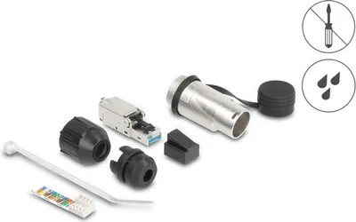 Obrázok produktu pre DeLOCK 67065, RJ45, Čierna, Zinok, Samec, Priamy, Plast, Zinok, Cat6a