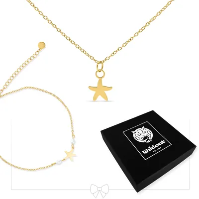Produktbild von wildcat Ohrringe - Starfish Anklet with Necklace Set  aus Chirurgenstahl 316L, Körperstelle: Ohr, Onesize, Gold