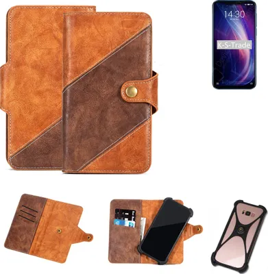 Produktbild von K-S-Trade Handy-Hülle Schutz-Hülle Bookstyle Case Wallet-Case kompatibel mit Meizu X8 Handy Cover Bumper Kantenschutz Smartphone dunkelbraun braun