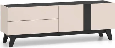 Image de Meuble TV bas Freshion 160 x 40 x 55 cm, noir cachemire, 2 portes
