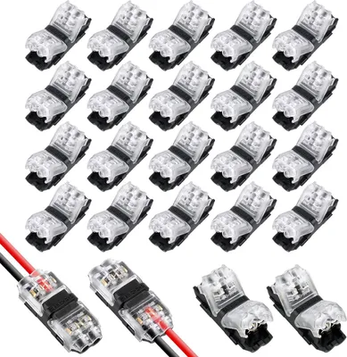 Produktbild von Flintronic 20 Stück H Verbinder, Niederspannung T Hahn Kabelverbinder, 2 Pin 2 Wege Kabelverbinder, Wasserdicht und Staubdicht, für Verzweigung in Drähte Anschlusskabel erforderlich, 18-22 AWG