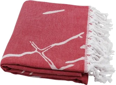 Produktbild von Hamamtuch als Strandtuch Saunatuch Badetuch "Marmor" rot