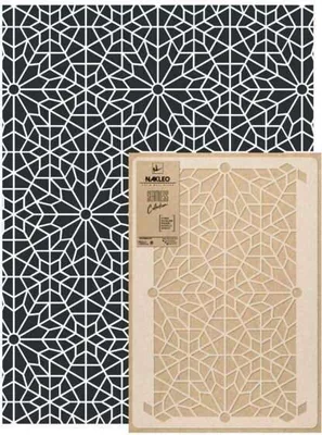 Produktbild von Wandschablone Groß Muster, Malschablone 59x95 cm Marokkanische Nacht Wiederverwendbare Kunststoff, Geometrische Tapete Wandgestaltung