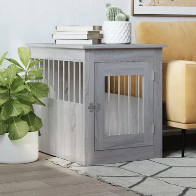 Produktbild von vidaXL Klietka pre psa v štýle nábytku Grey Sonoma 55x75x65 cm Materiál na báze dreva