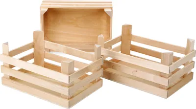 Produktbild von Small Foot - Houten Kratjes Groot 18x12x9,5cm, Set van 3