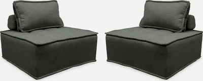 Produktbild von sweeek - 2er Set modulierbare Sessel ohne Armlehne, kapitoniert - Grau