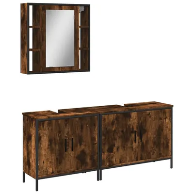 Produktbild von 3-tlg. Badmöbel-Set Räuchereiche Holzwerkstoff